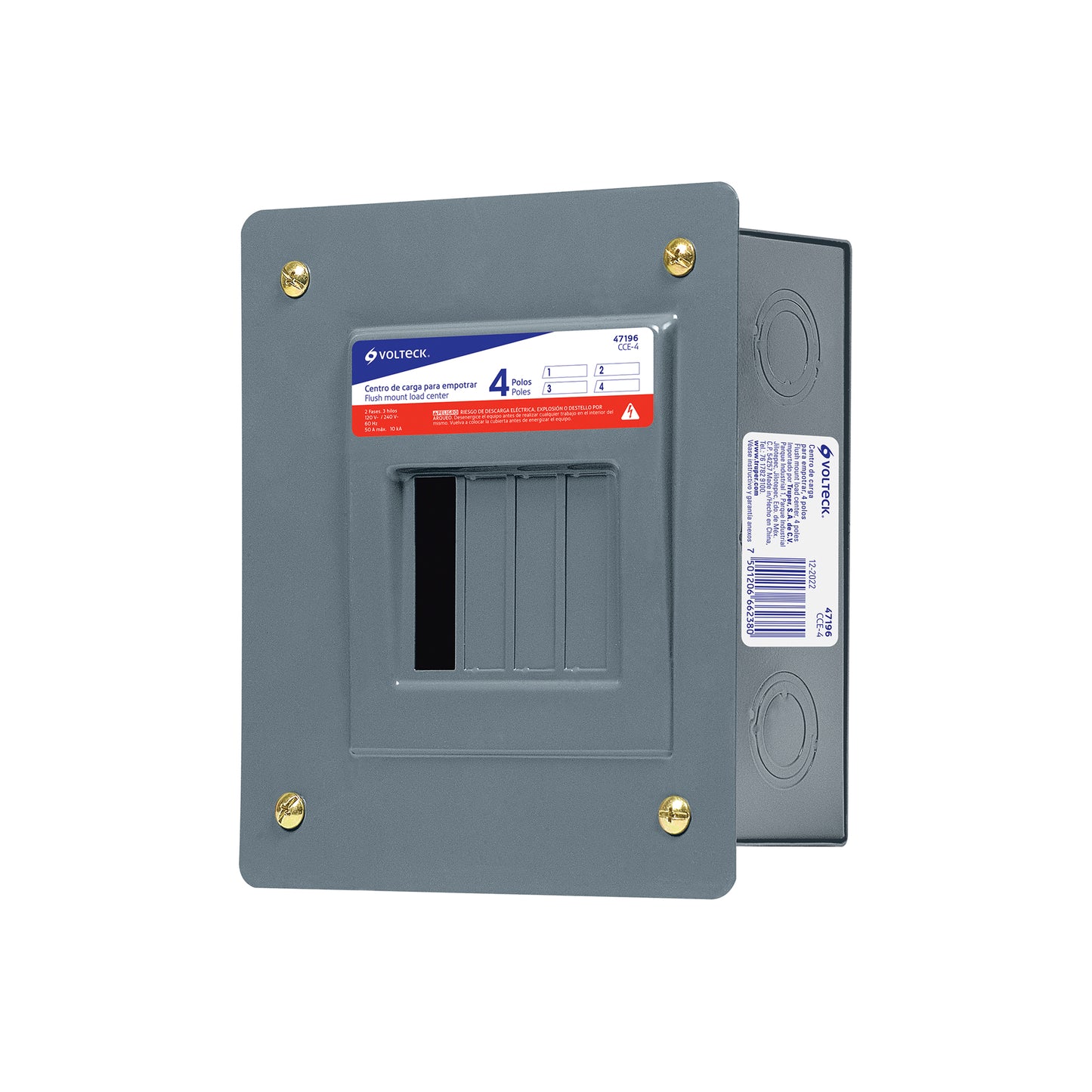 Centro de carga empotrable, 4 polos, Volteck | CCE-4 | 47196
