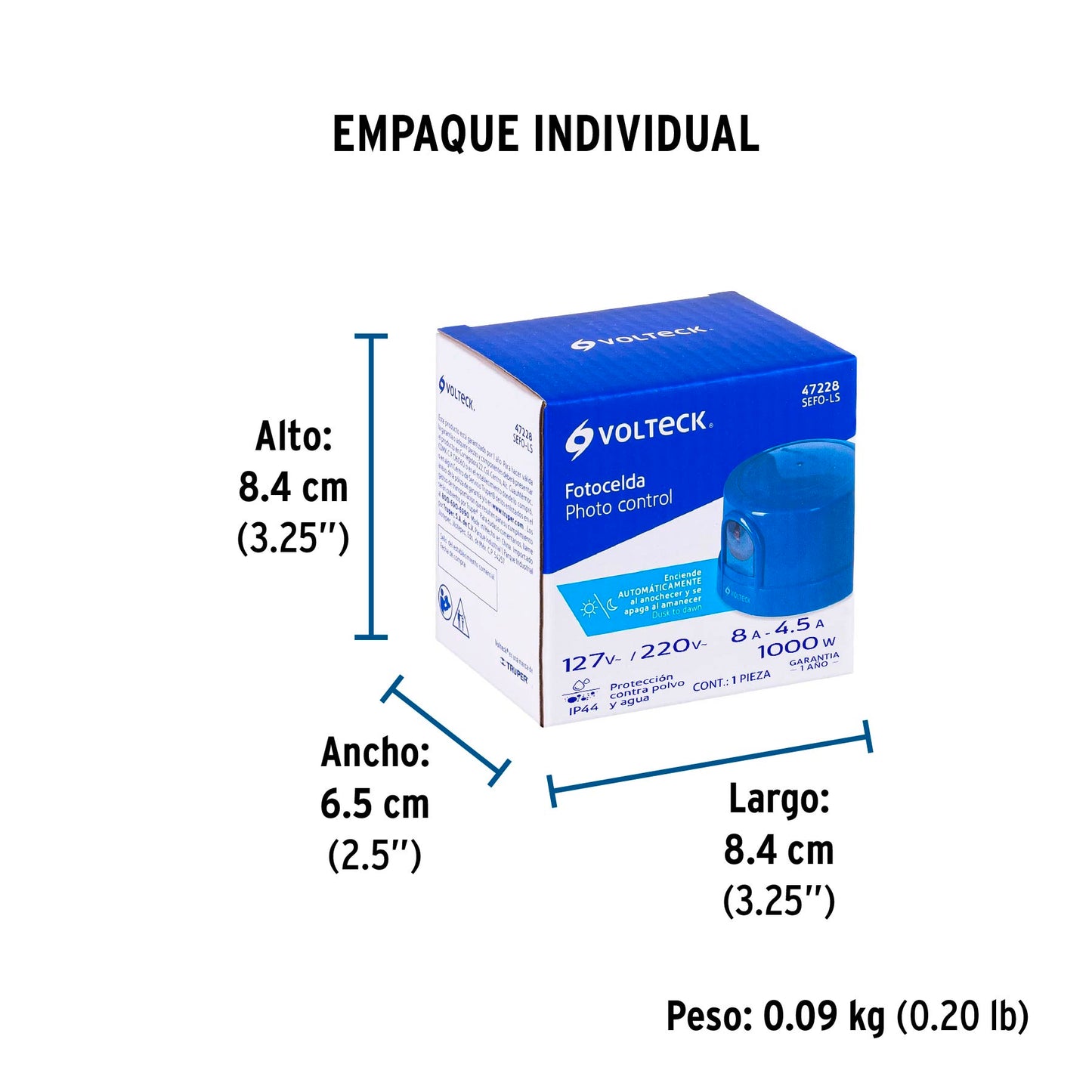 Fotocelda montaje de 1/2 vuelta, tensión 127 - 220 V | SEFO-LS | 47228