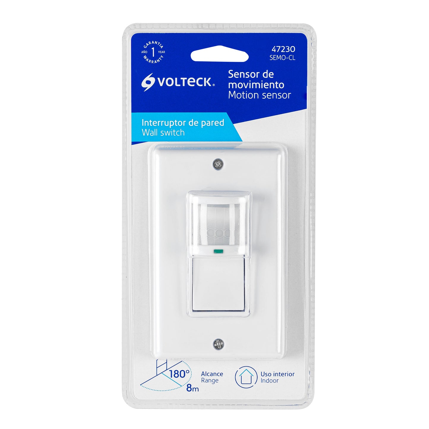 Sensor de movimiento con interruptor de pared, Volteck | SEMO-CL | 47230