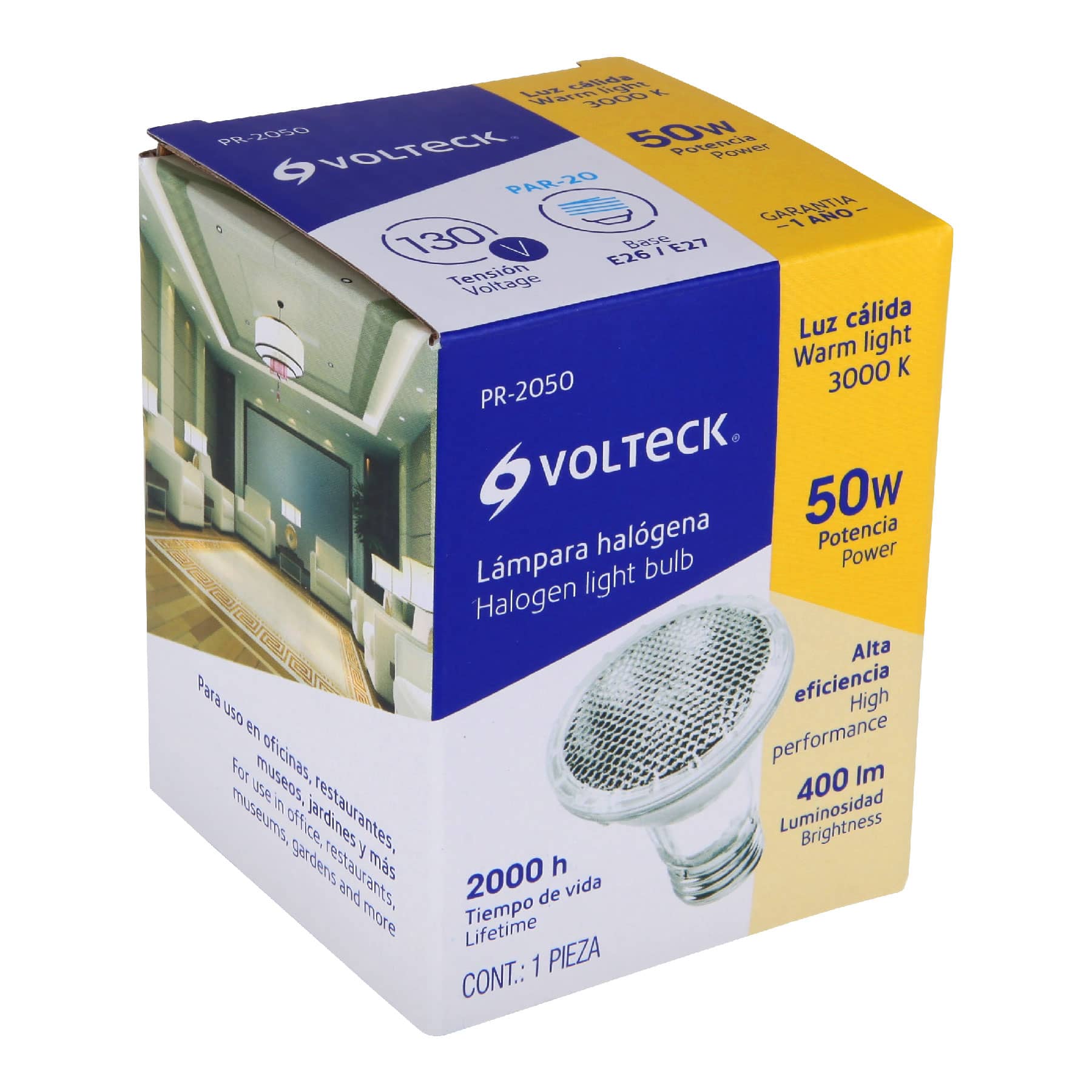Lámpara de halógeno 50 W tipo PAR 20, en caja, Volteck | PR-2050 | 47244