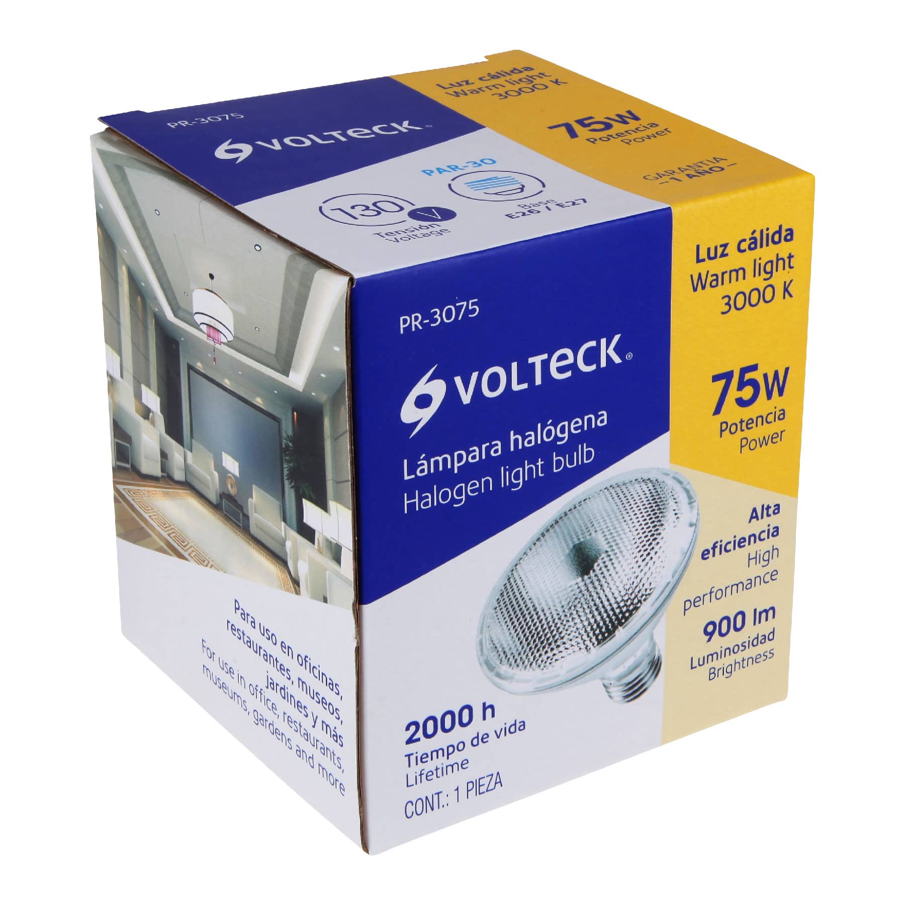 Lámpara de halógeno 75 W tipo PAR 30, en caja, Volteck | PR-3075 | 47248