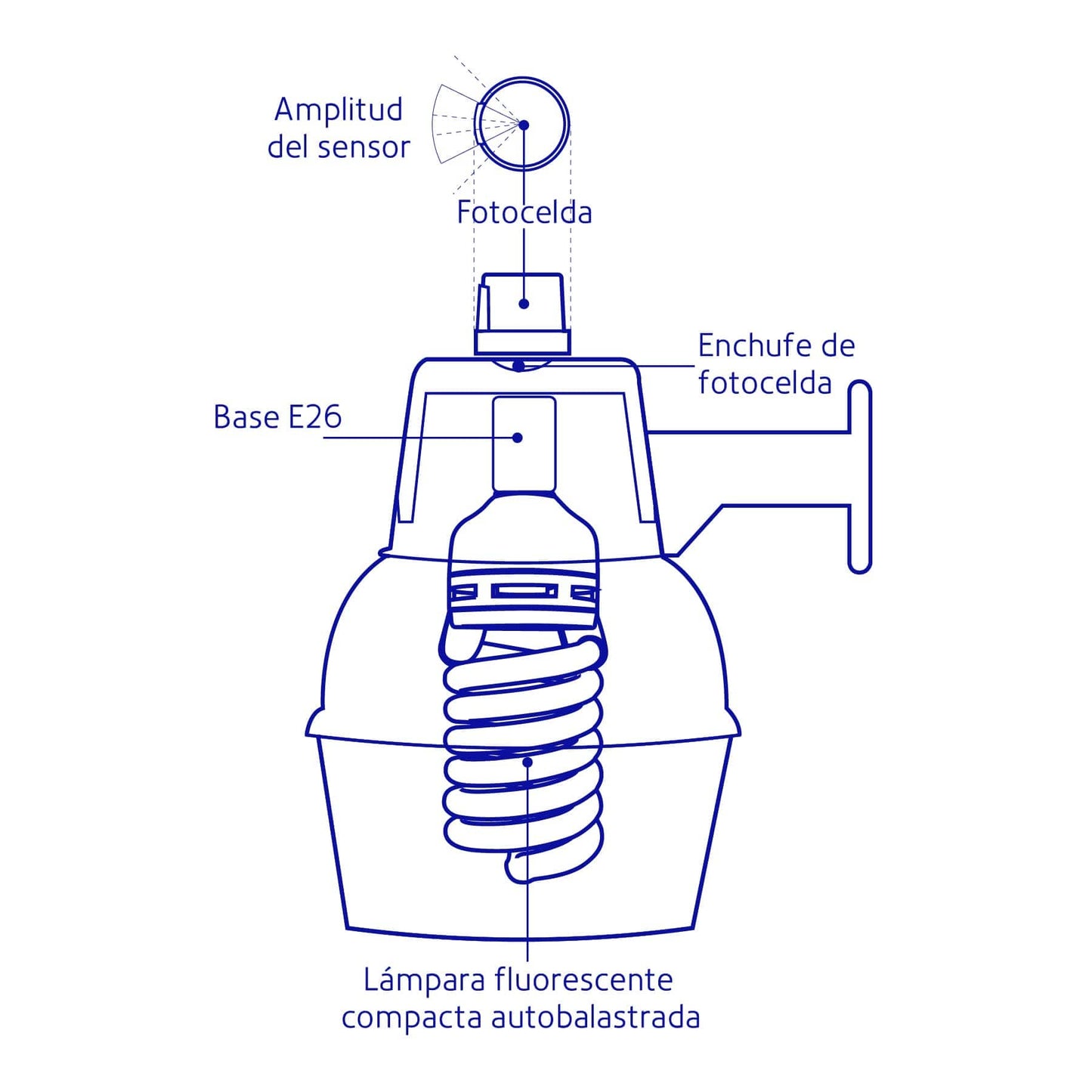 Luminario suburbano metálico 85W con sensor de luz y lámpara | SUB-822F | 47269
