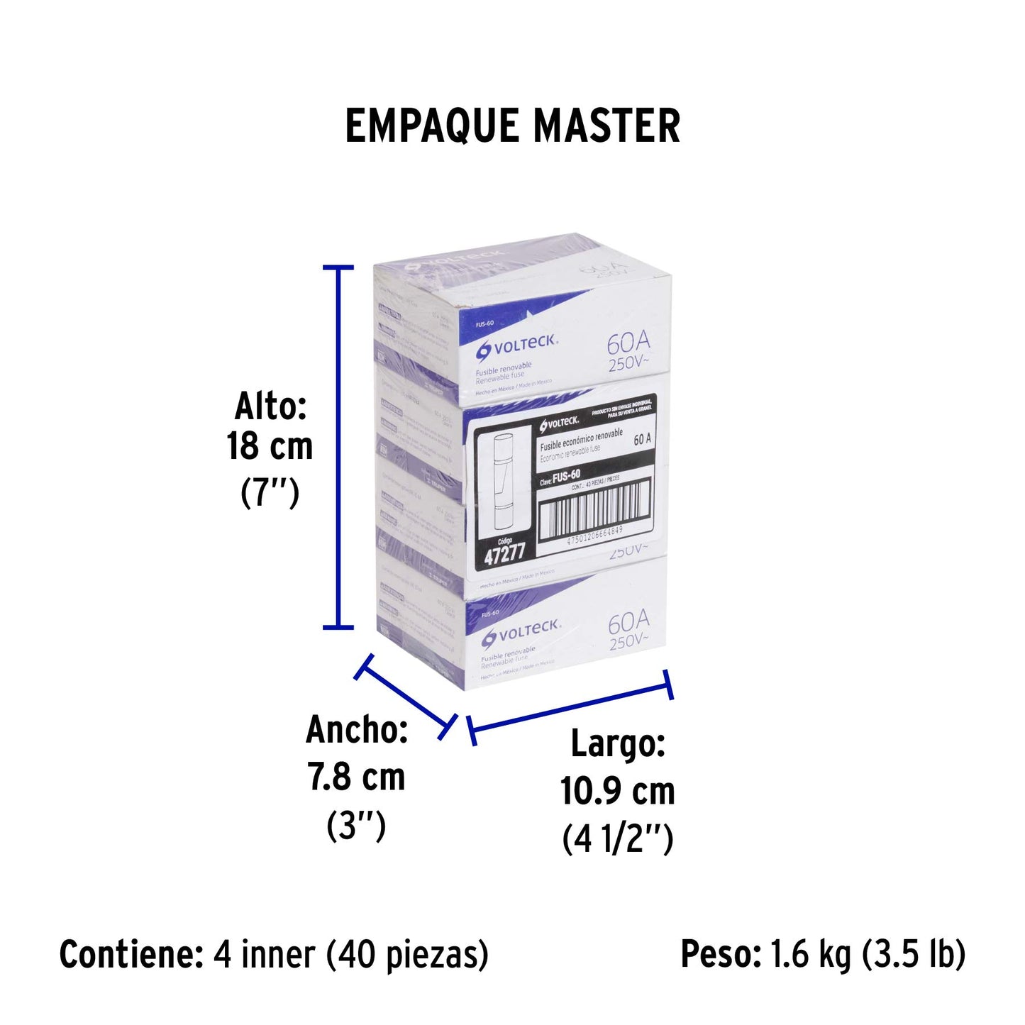 Fusible 60 A, VOLTECK | FUS-60 | 47277