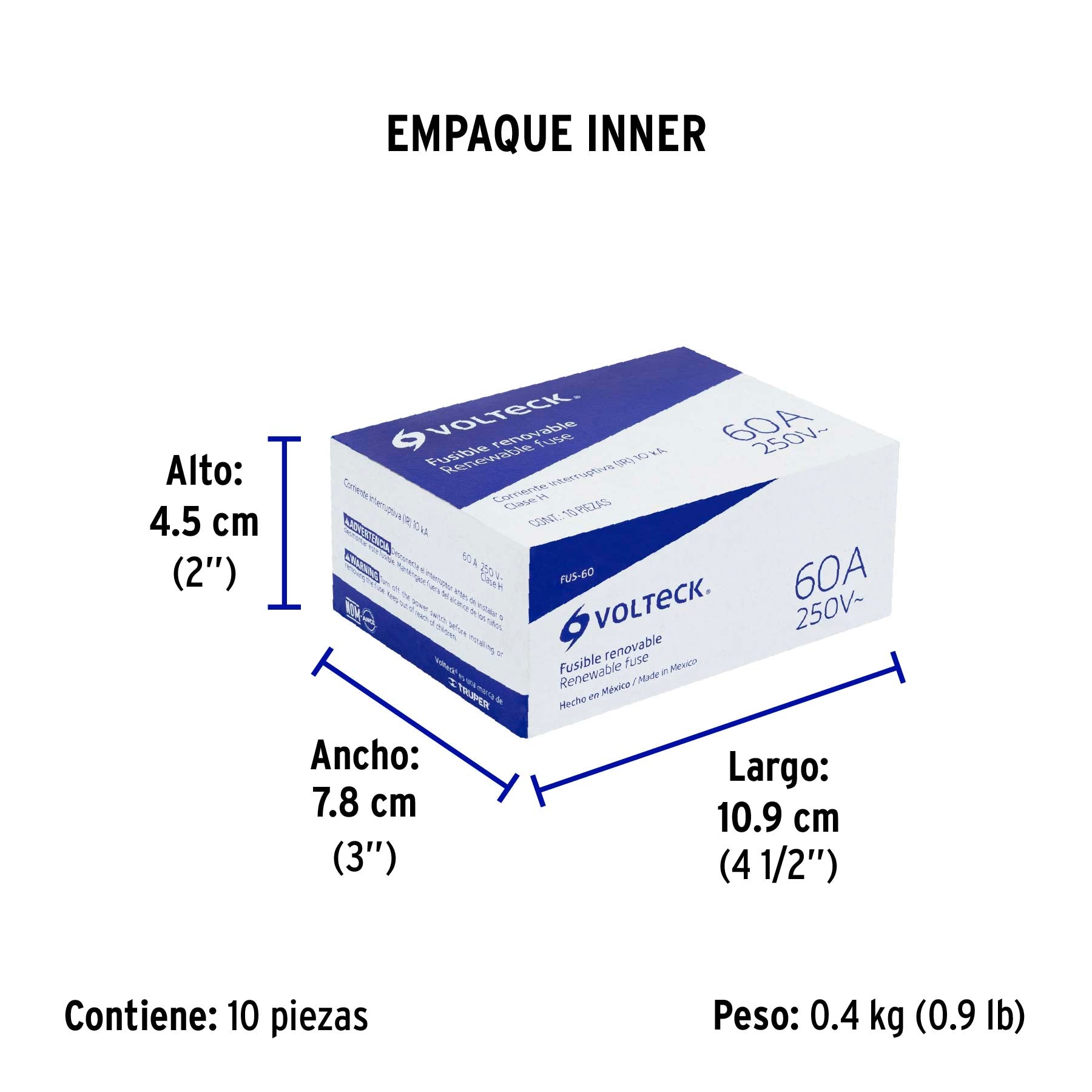 Fusible 60 A, VOLTECK | FUS-60 | 47277