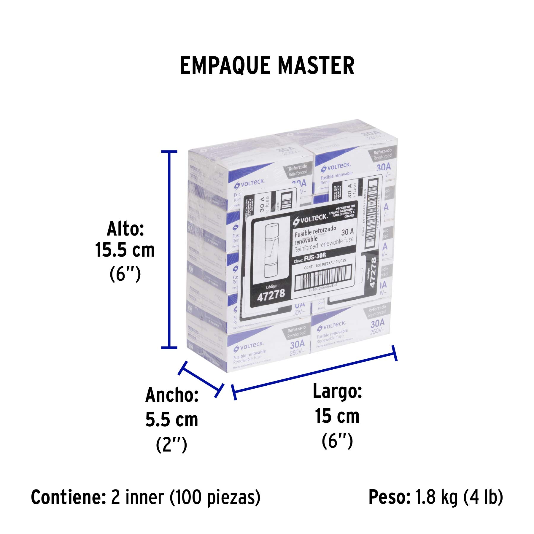 Fusible 30 A, reforzado, VOLTECK | FUS-30R | 47278