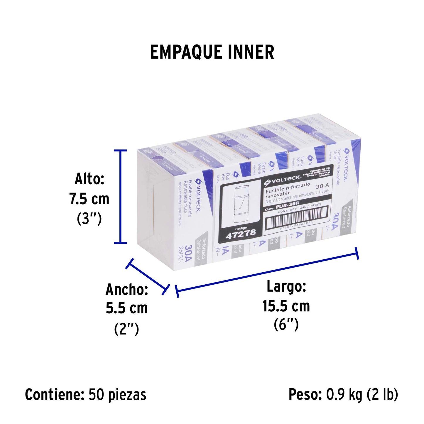 Fusible 30 A, reforzado, VOLTECK | FUS-30R | 47278