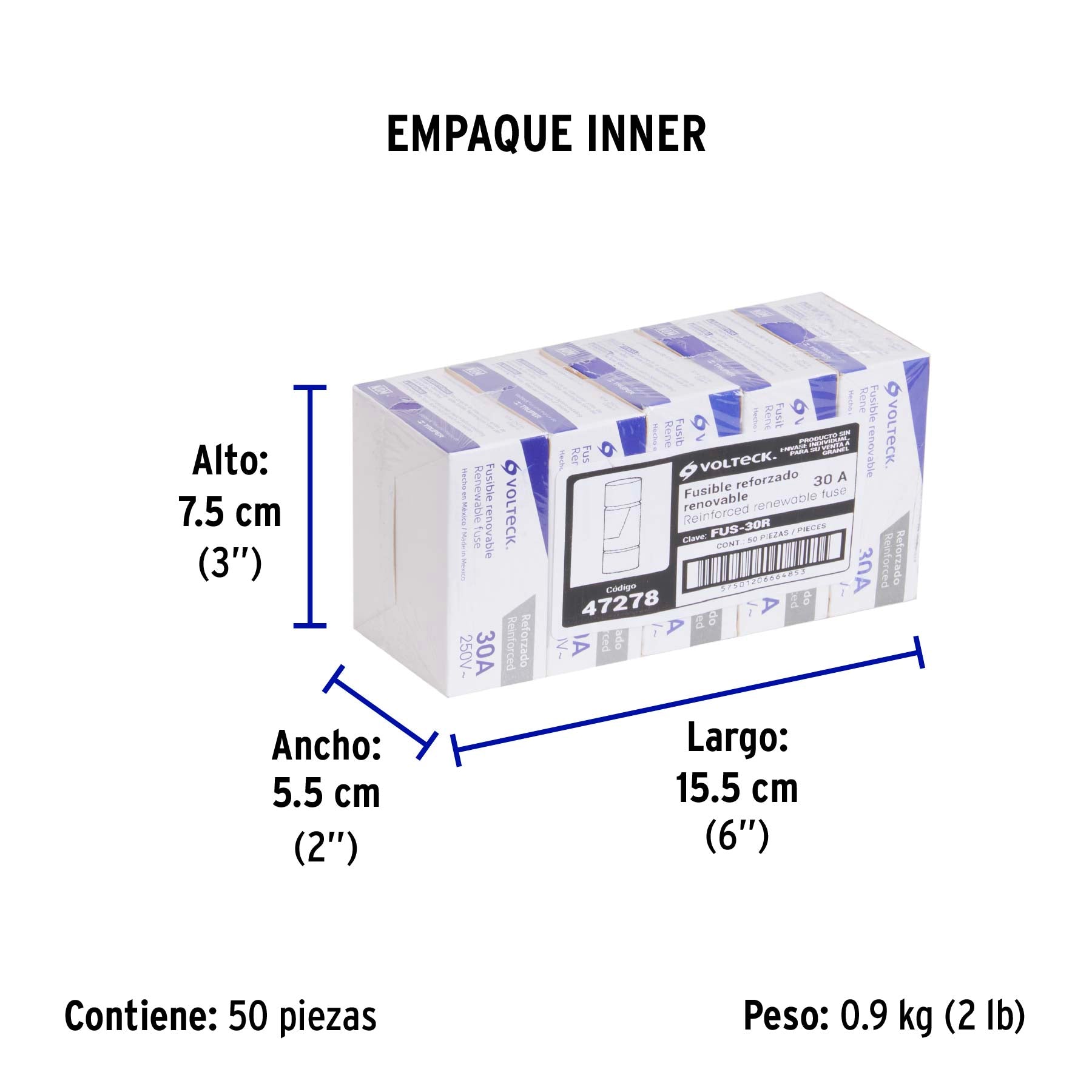 Fusible 30 A, reforzado, VOLTECK | FUS-30R | 47278