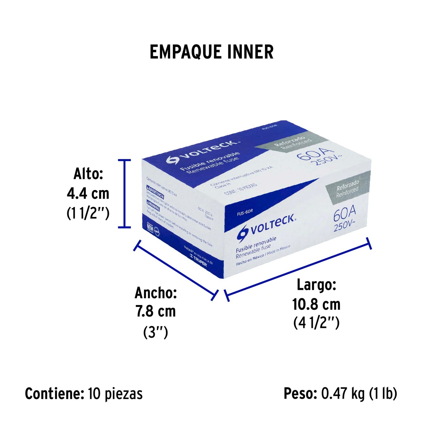 Fusible 60 A, reforzado, VOLTECK | FUS-60R | 47279