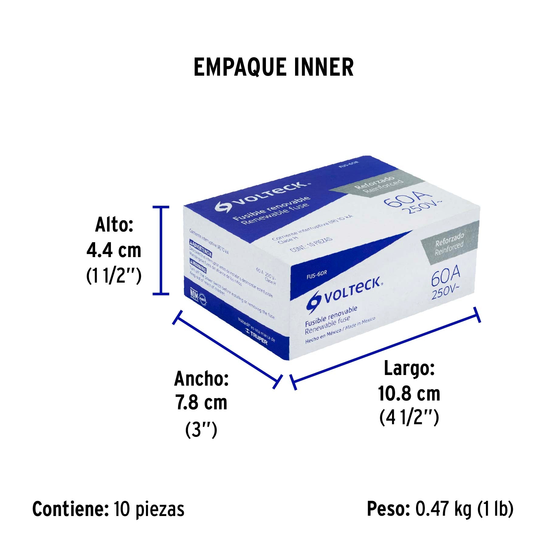 Fusible 60 A, reforzado, VOLTECK | FUS-60R | 47279