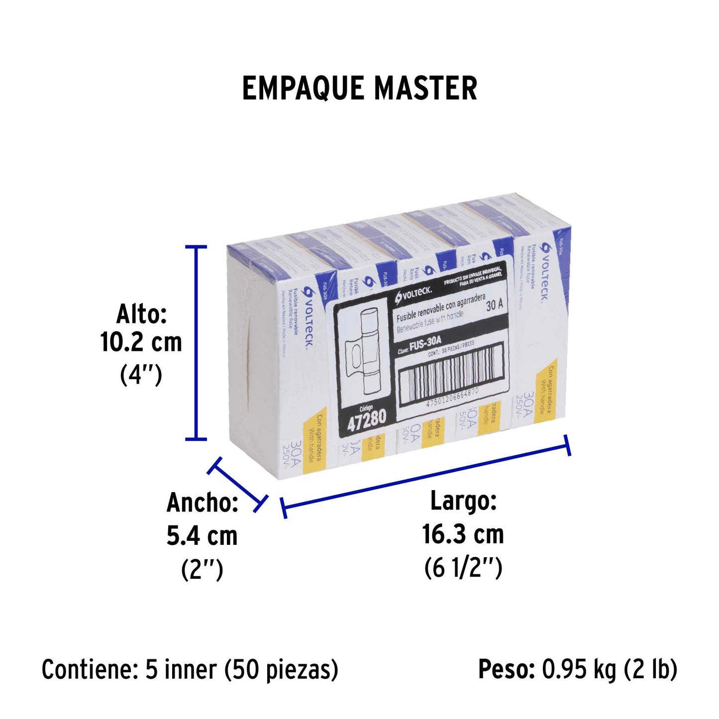 Fusible 30 A con agarradera, VOLTECK | FUS-30A | 47280