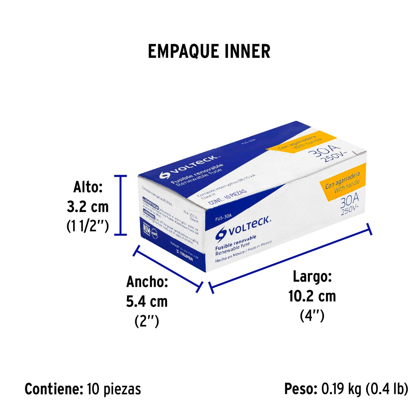 Fusible 30 A con agarradera, VOLTECK | FUS-30A | 47280