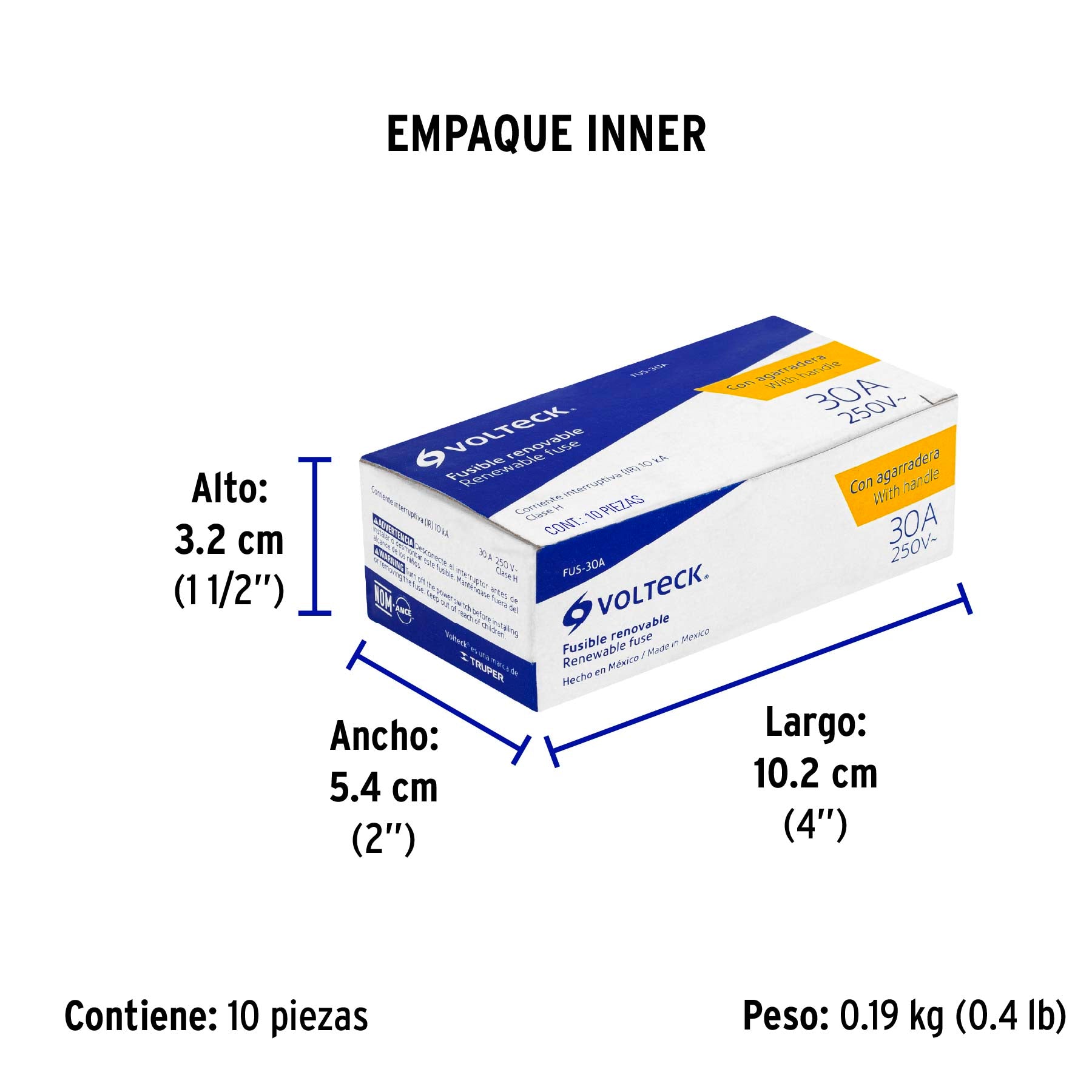 Fusible 30 A con agarradera, VOLTECK | FUS-30A | 47280