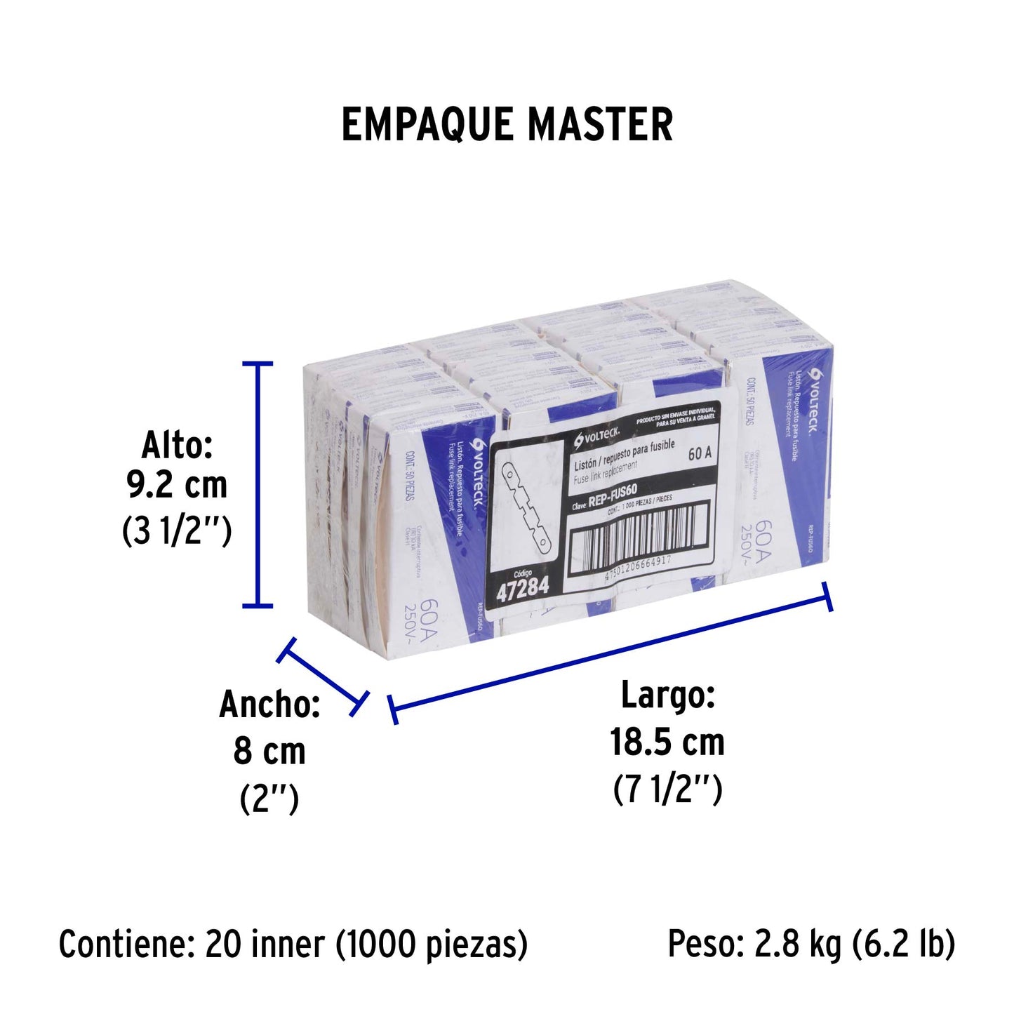 Repuesto para fusible de 60 A, VOLTECK | REP-FUS60 | 47284