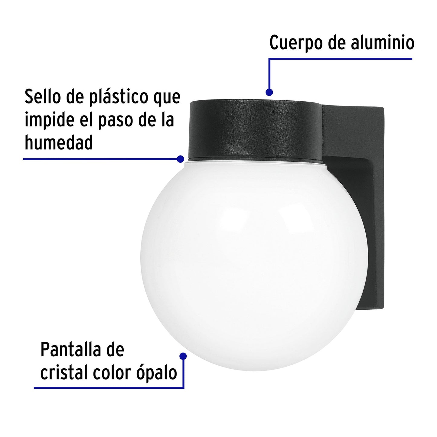 Arbotante de pared tipo globo, lámpara no incluida, Volteck | ARB-001S | 47286
