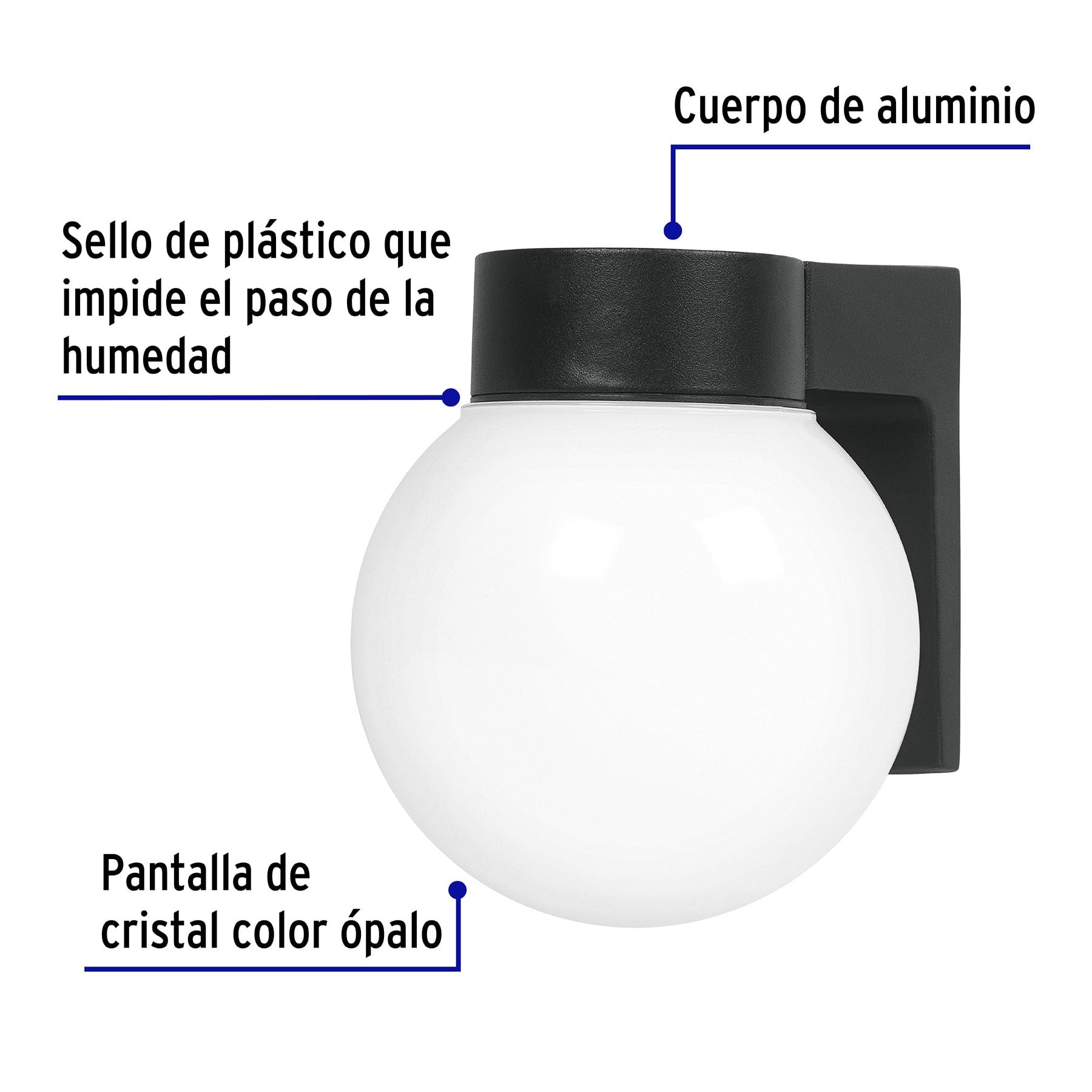 Arbotante de pared tipo globo, lámpara no incluida, Volteck | ARB-001S | 47286