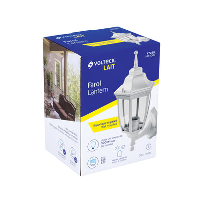 Arbotante tipo farol tradicional soportado p/exterior blanco | ARB-100S | 47288