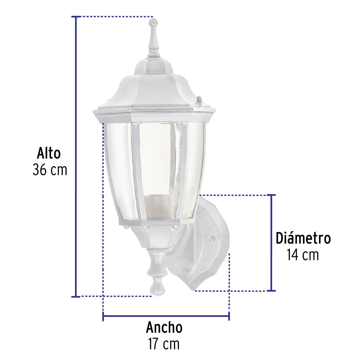 Arbotante tipo farol tradicional soportado p/exterior blanco | ARB-100S | 47288