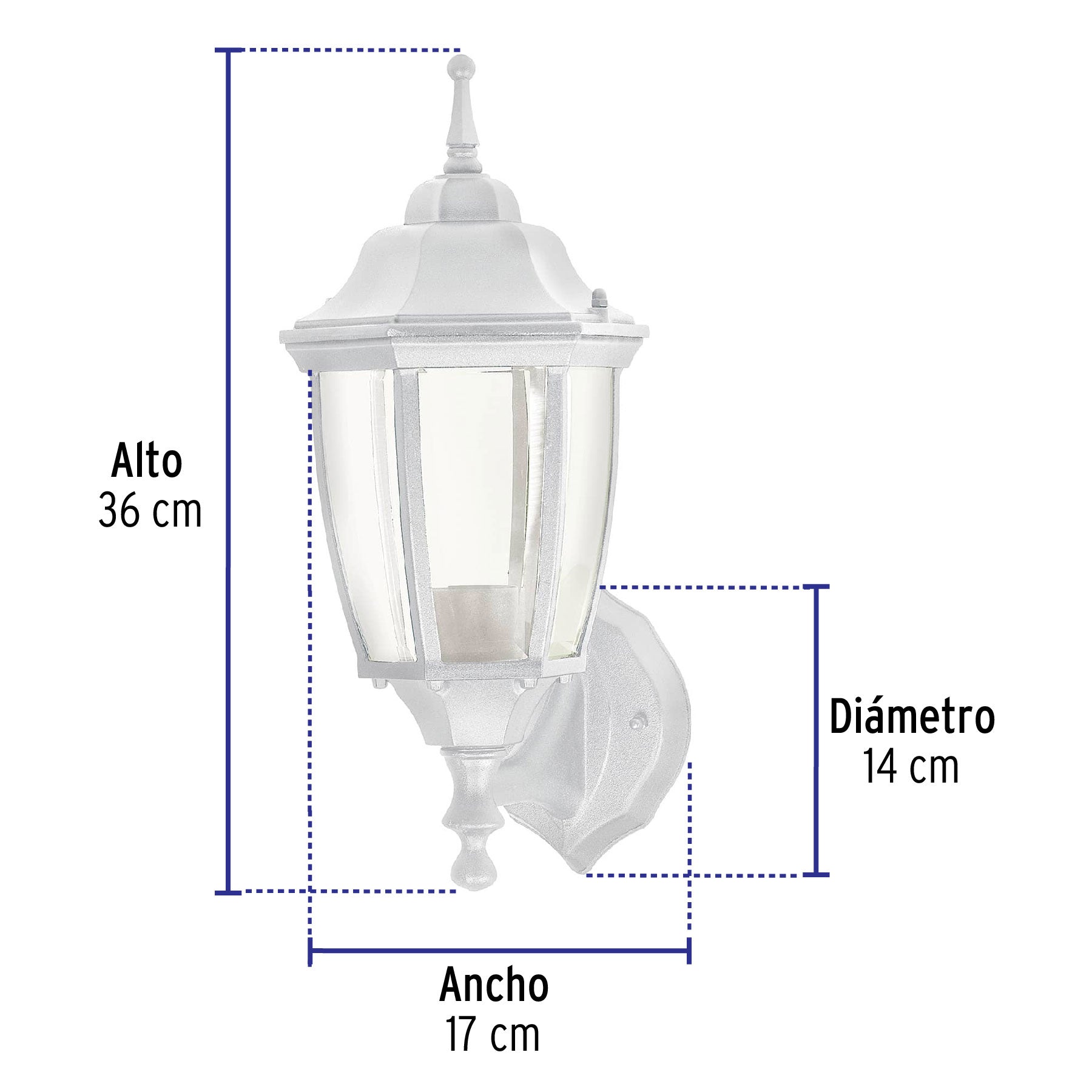 Arbotante tipo farol tradicional soportado p/exterior blanco | ARB-100S | 47288