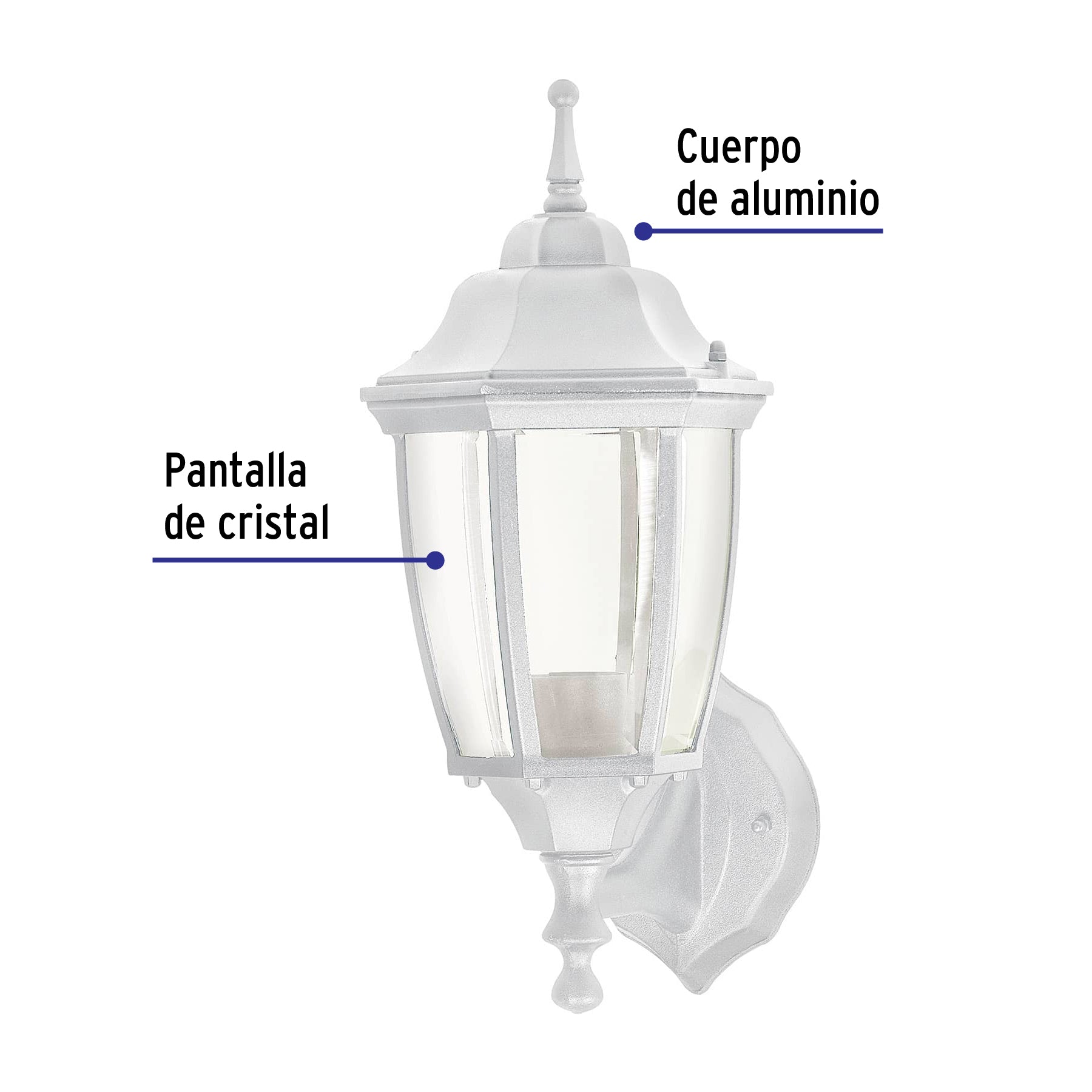 Arbotante tipo farol tradicional soportado p/exterior blanco | ARB-100S | 47288