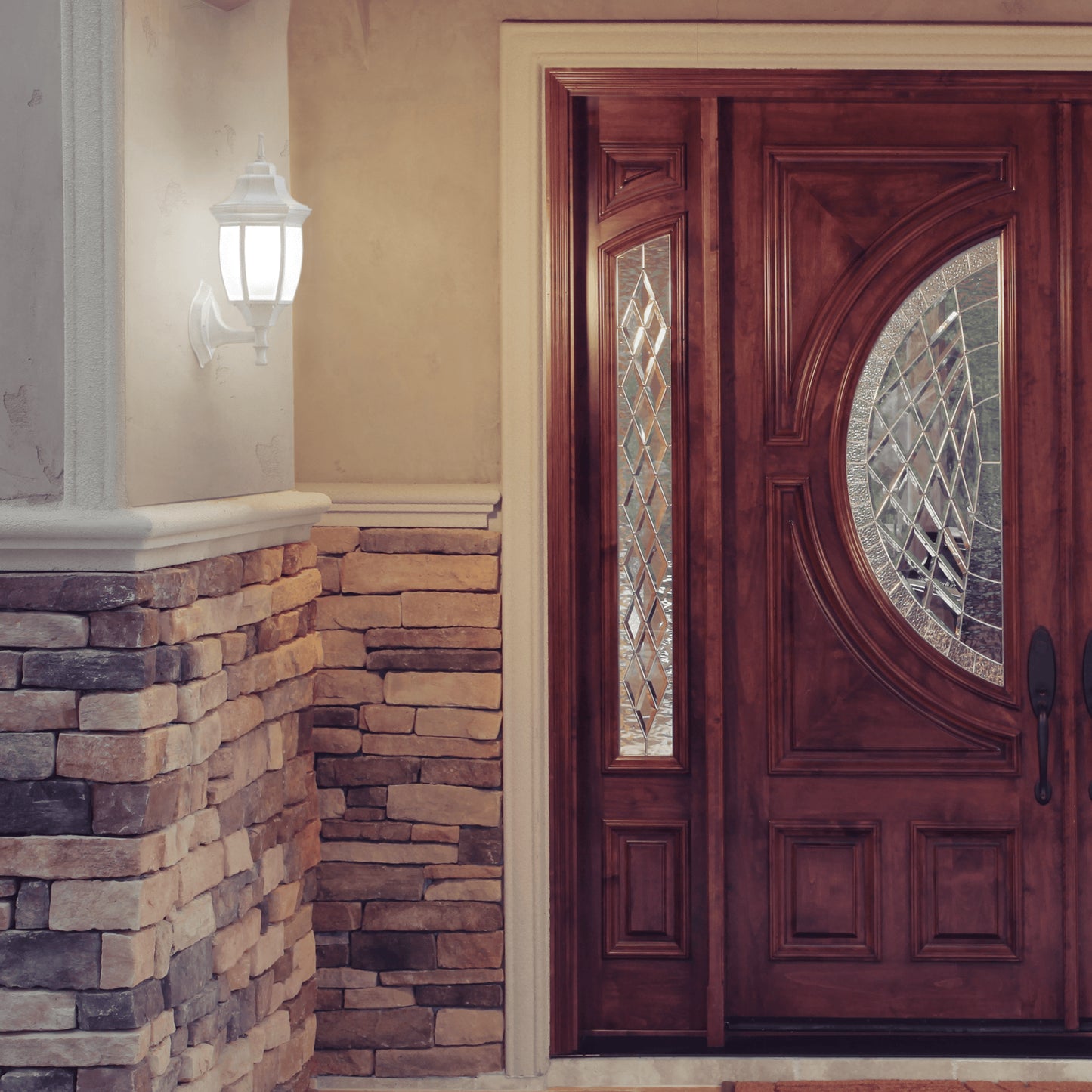 Arbotante tipo farol tradicional soportado p/exterior blanco | ARB-100S | 47288