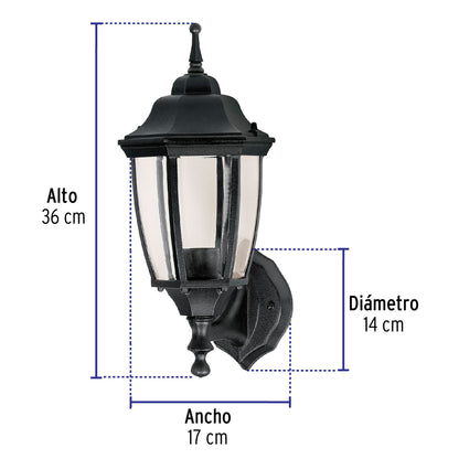Arbotante tipo farol tradicional soportado p/exterior, negro | ARB-101S | 47289