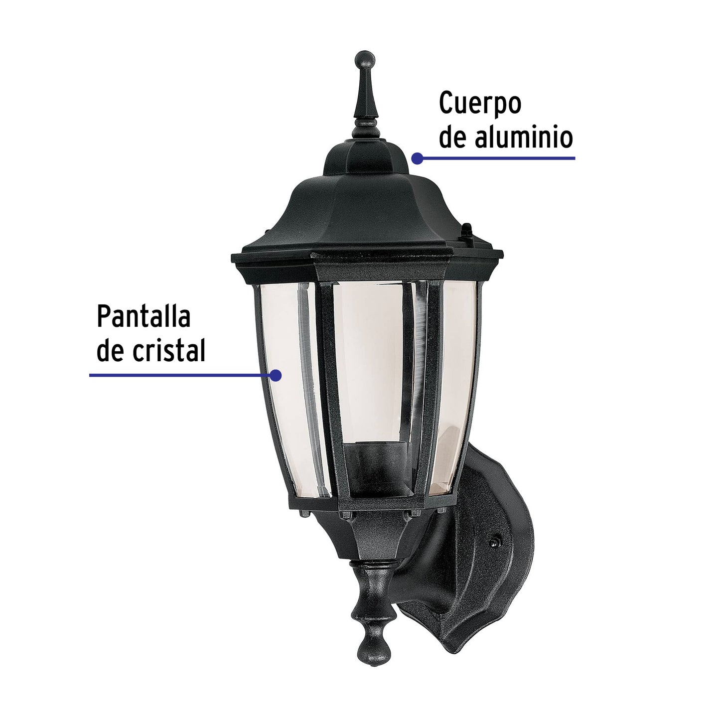 Arbotante tipo farol tradicional soportado p/exterior, negro | ARB-101S | 47289