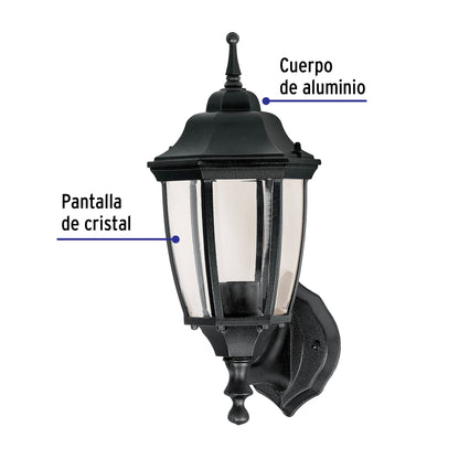 Arbotante tipo farol tradicional soportado p/exterior, negro | ARB-101S | 47289