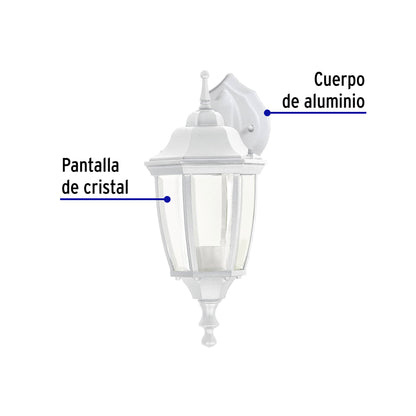 Arbotante tipo farol tradicional suspendido p/exterior, bco. | ARB-102S | 47290
