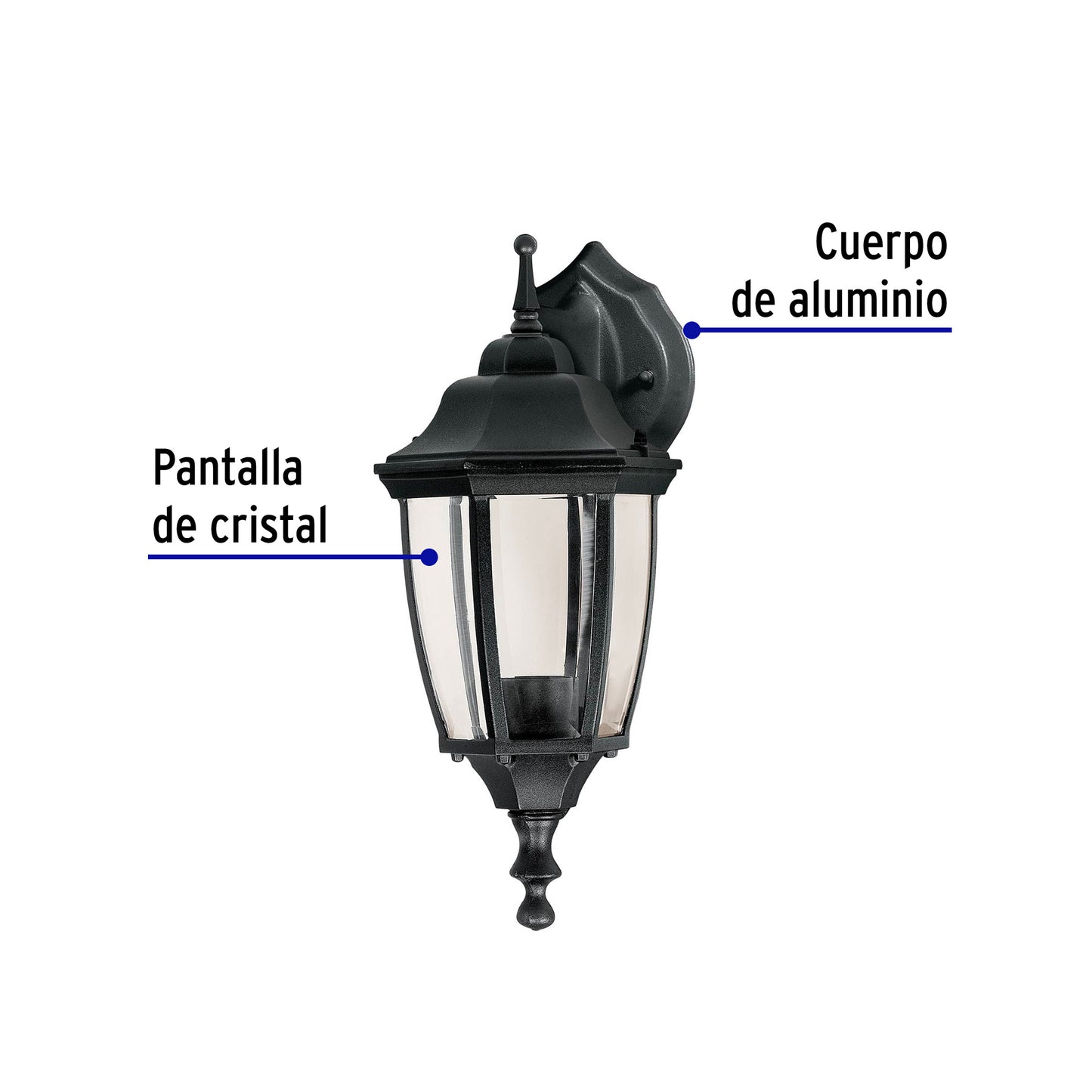 Arbotante tipo farol tradicional suspendido p/exterior negro | ARB-103S | 47291