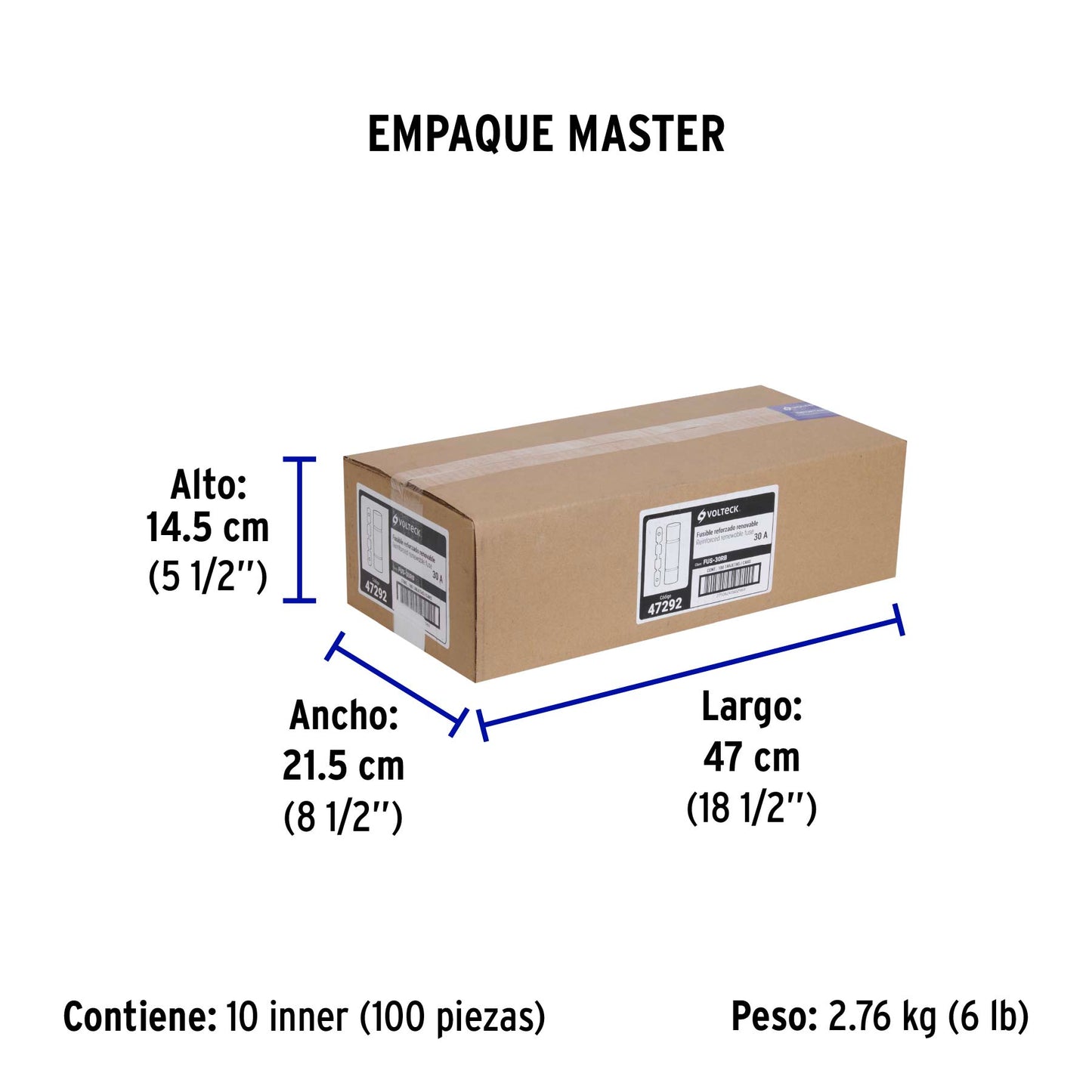 Fusible 30A, reforzado, blister, Volteck | FUS-30RB | 47292