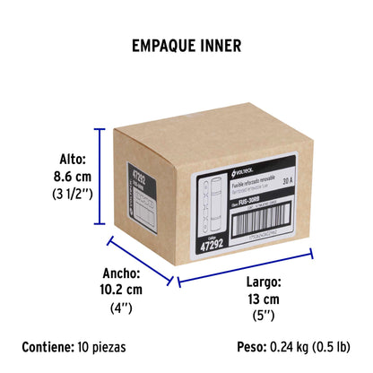Fusible 30A, reforzado, blister, Volteck | FUS-30RB | 47292