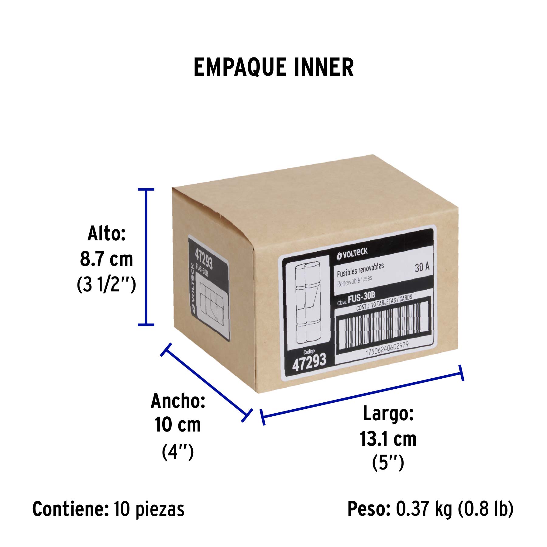 Blíster con 2 fusibles 30A, Volteck | FUS-30B | 47293