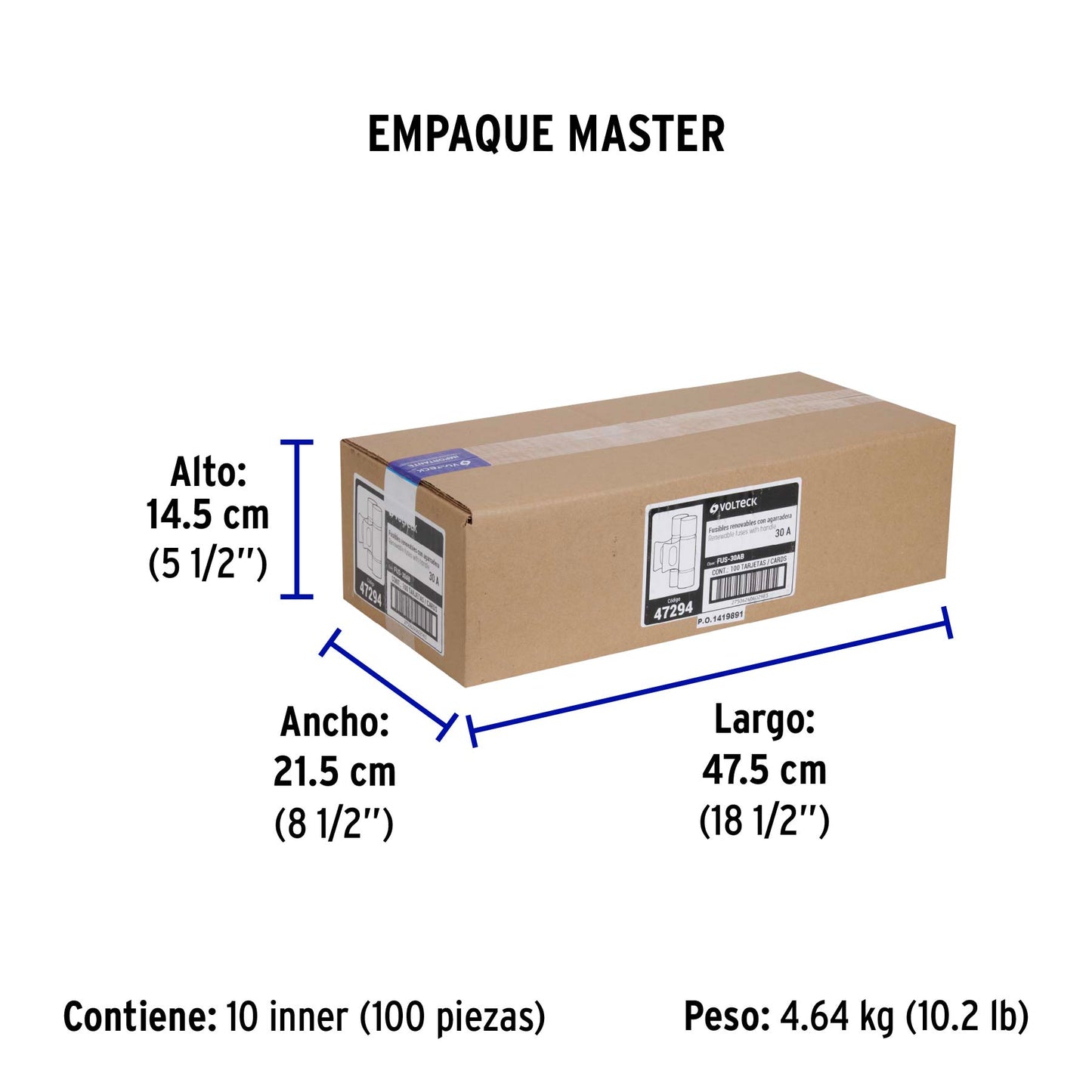 Blíster con 2 fusibles 30 A con agarradera, VOLTECK | FUS-30AB | 47294