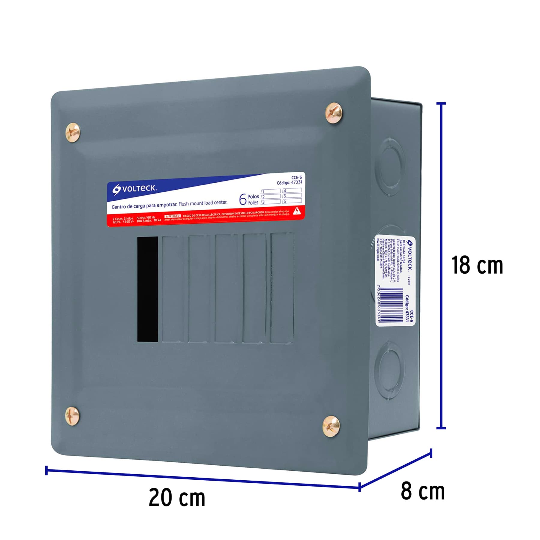 Centro de carga empotrable, 6 polos, Volteck | CCE-6 | 47331