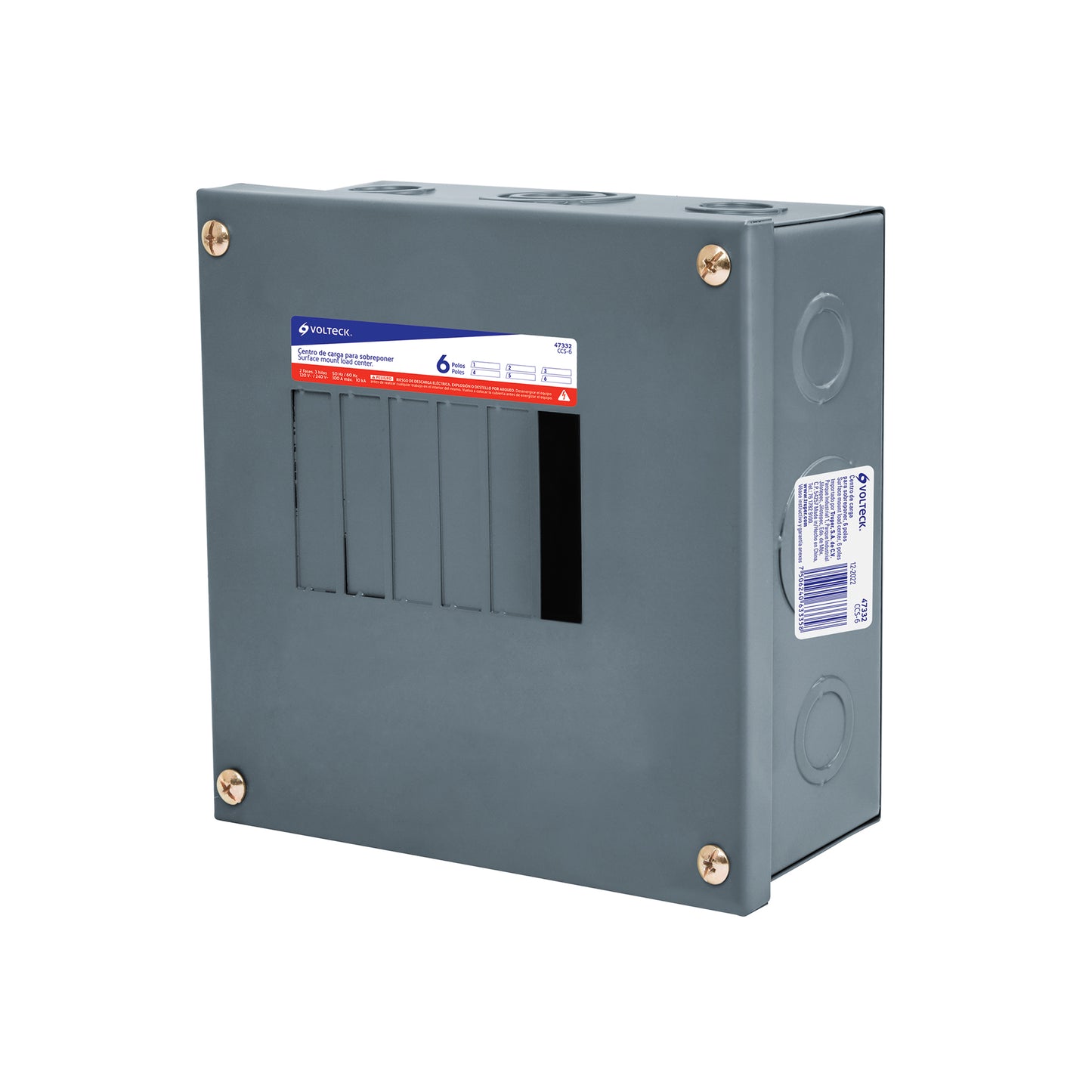 Centro de carga de sobreponer, 6 polos, Volteck | CCS-6 | 47332