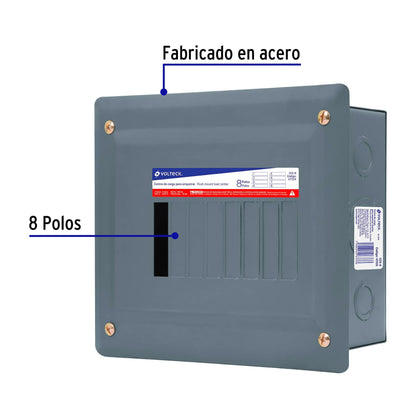 Centro de carga empotrable, 8 polos, Volteck | CCE-8 | 47333