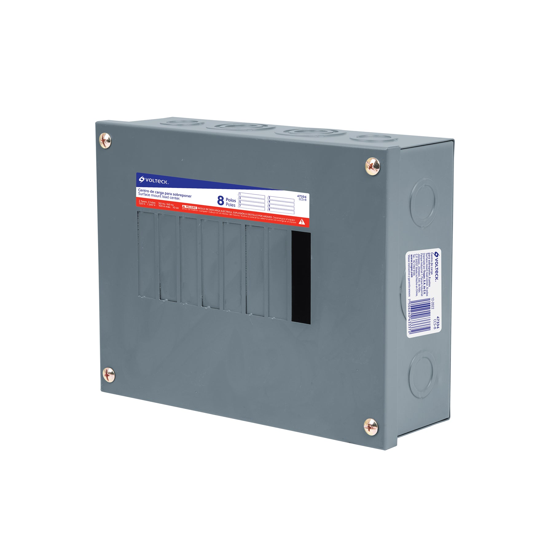 Centro de carga de sobreponer, 8 polos, Volteck | CCS-8 | 47334