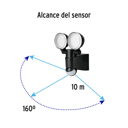 Arbotante LED 12 W negro con sensor de movimiento, Volteck | ARB-902L | 47338
