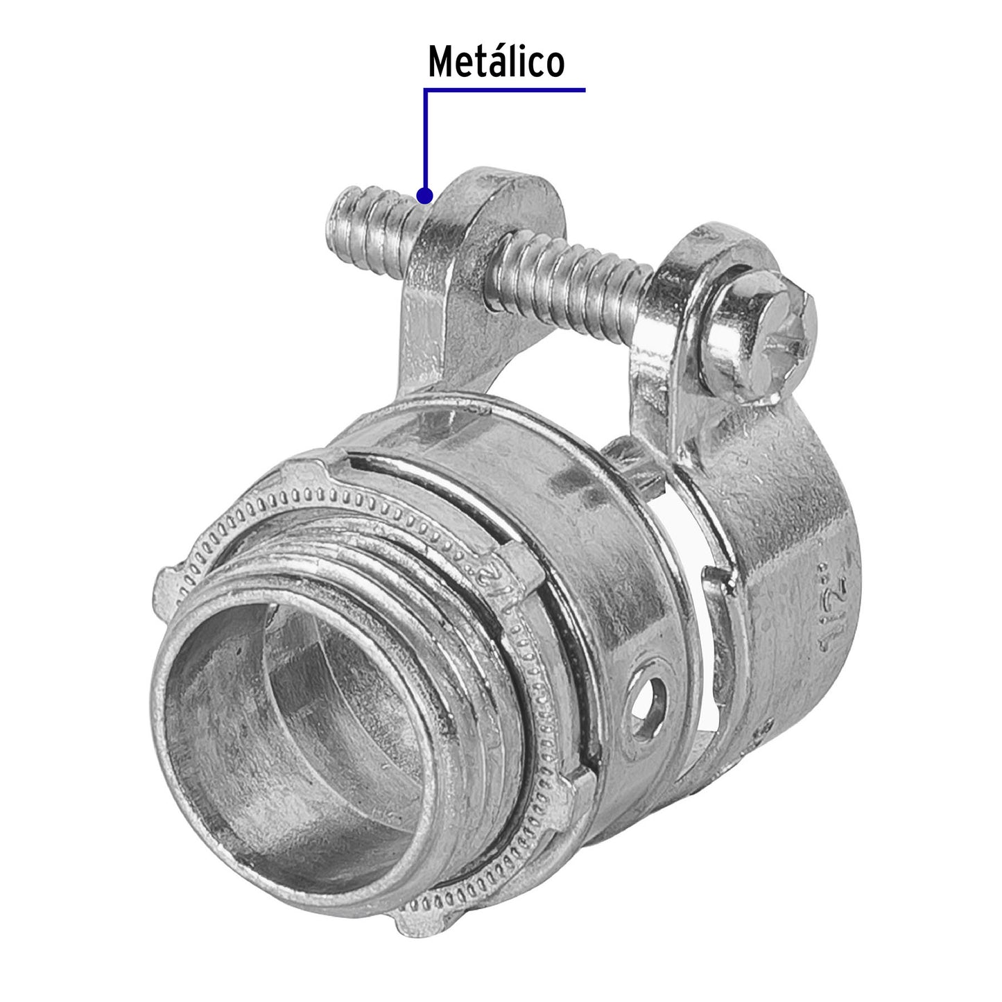 Conector recto 1/2' para tubo flexible metálico, Volteck | CTF-1/2R | 47340