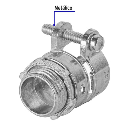 Conector recto 1/2' para tubo flexible metálico, Volteck | CTF-1/2R | 47340