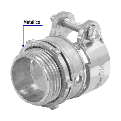 Conector recto 3/4' para tubo flexible metálico, Volteck | CTF-3/4R | 47341