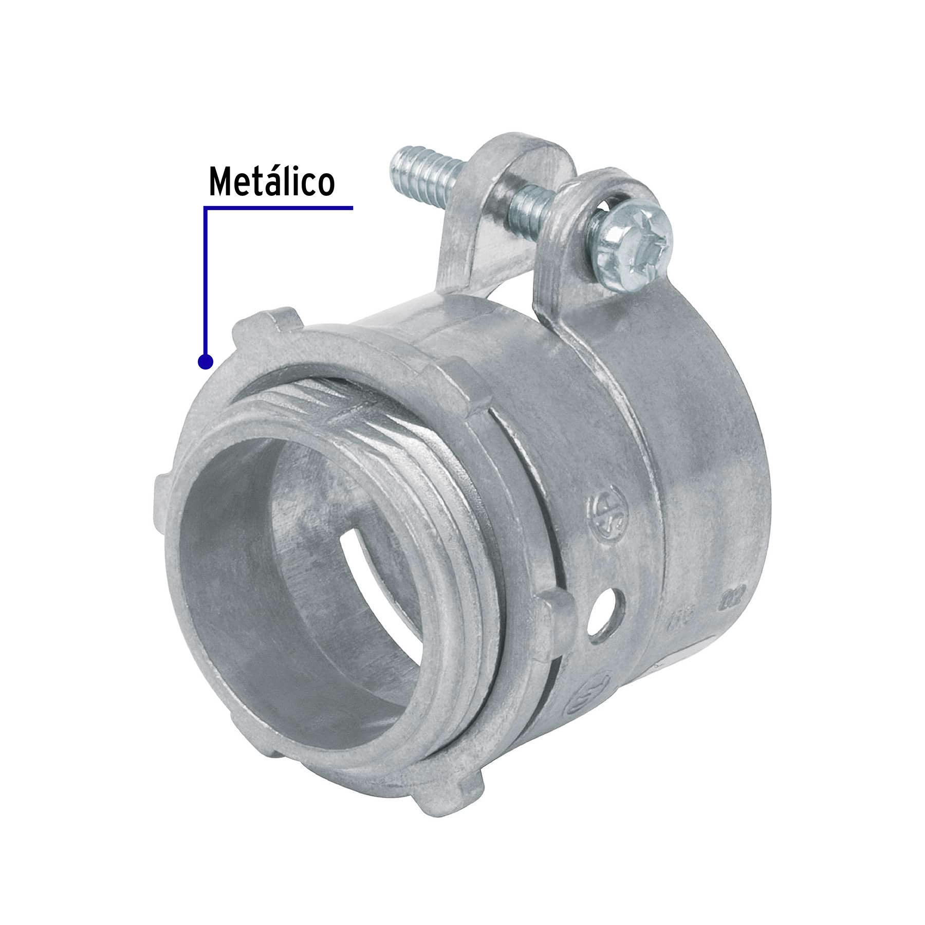 Conector recto 1' para tubo flexible metálico, Volteck | CTF-1R | 47342