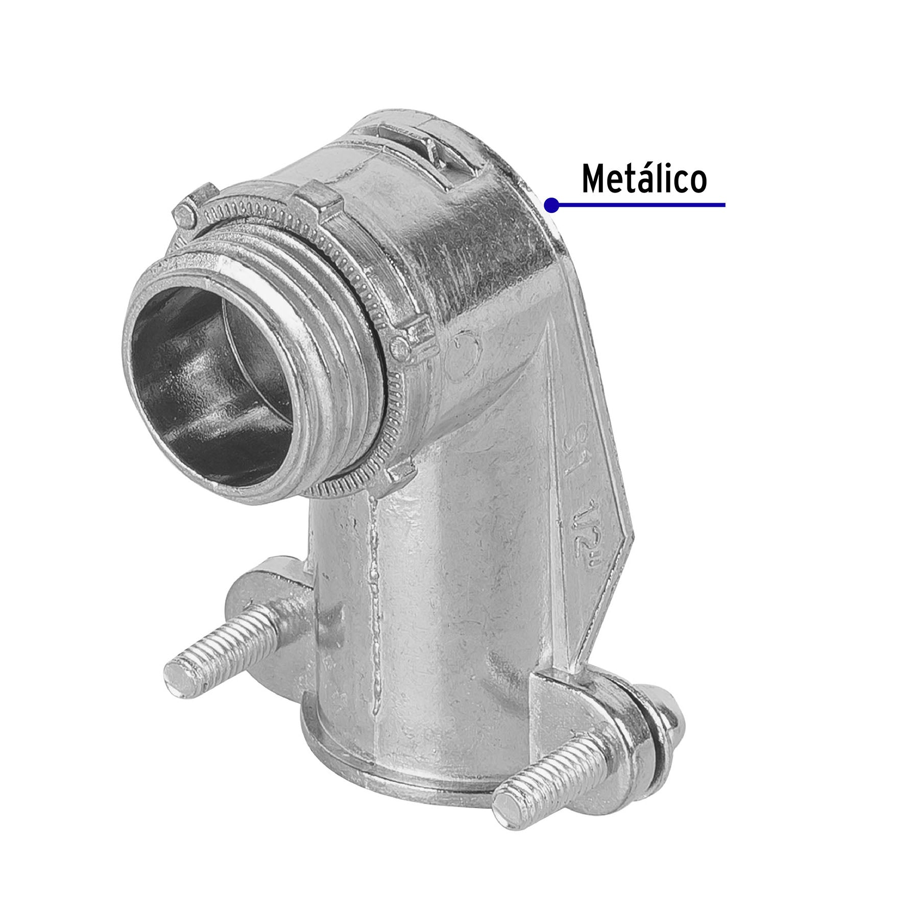 Conector curvo 1/2' para tubo flexible metálico, Volteck | CTF-1/2C | 47343