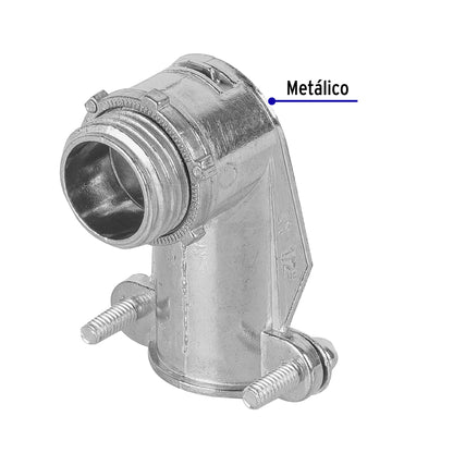 Conector curvo 1/2' para tubo flexible metálico, Volteck | CTF-1/2C | 47343