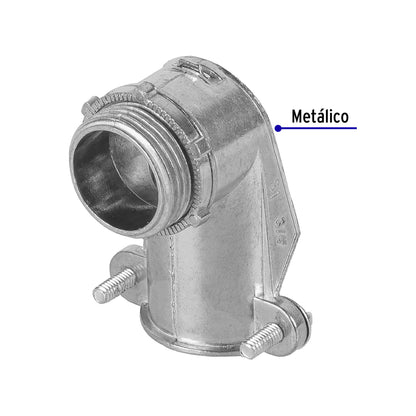Conector curvo 3/4' para tubo flexible metálico, Volteck | CTF-3/4C | 47344
