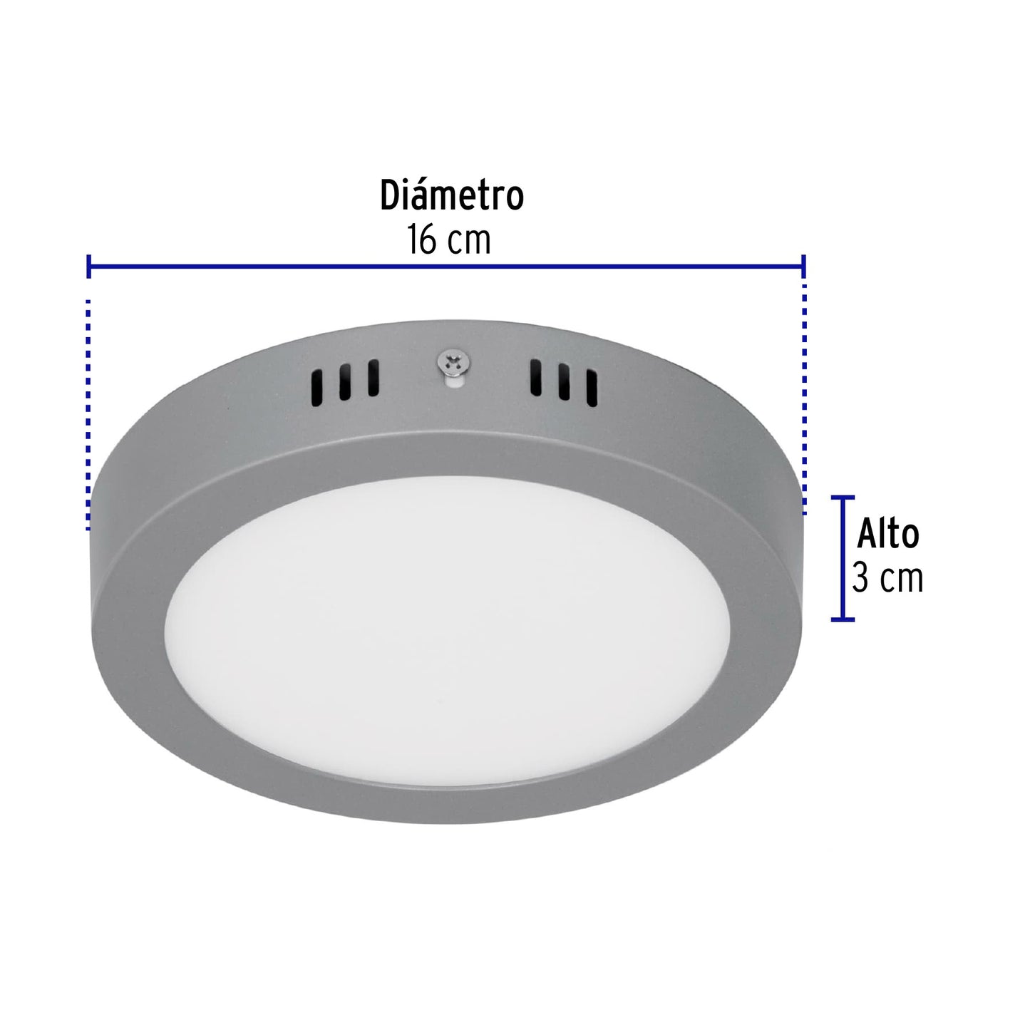 Luminario LED plafón 12W 6500K, redondo, gris, VOLTECK | PLA-215L | 47347