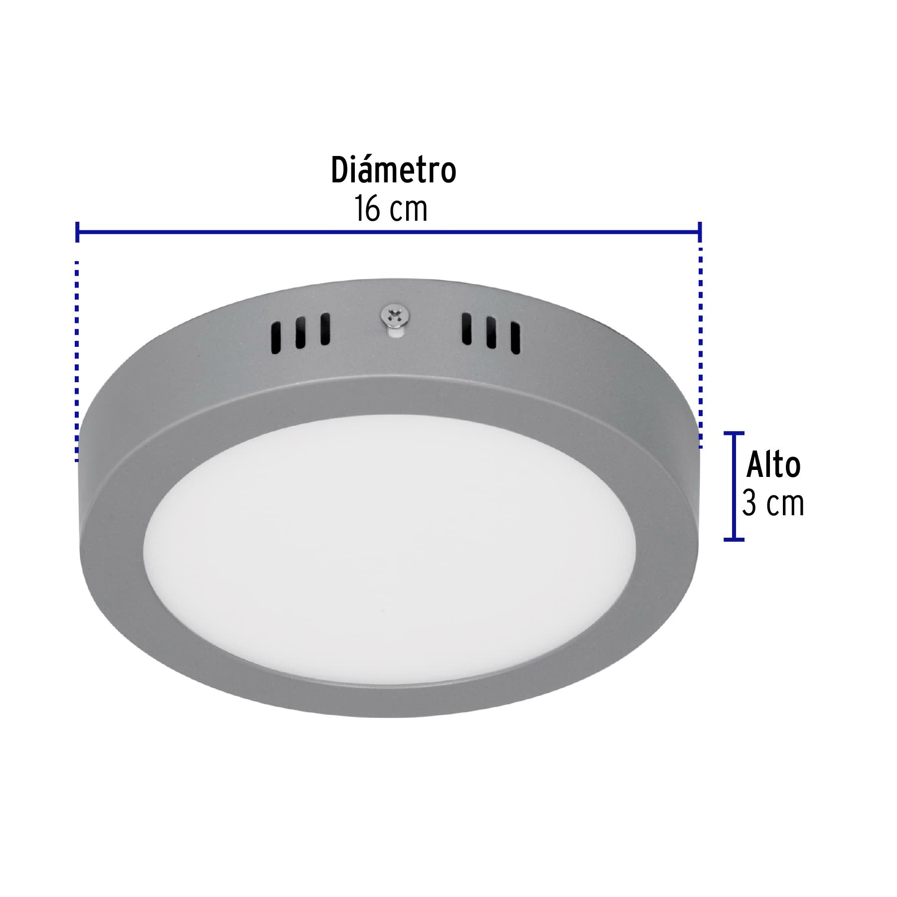 Luminario LED plafón 12W 6500K, redondo, gris, VOLTECK | PLA-215L | 47347