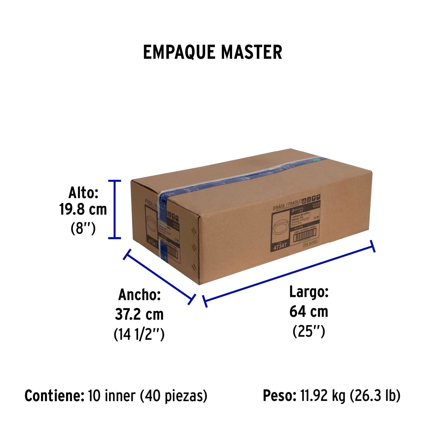Luminario LED plafón 12W 6500K, redondo, gris, VOLTECK | PLA-215L | 47347