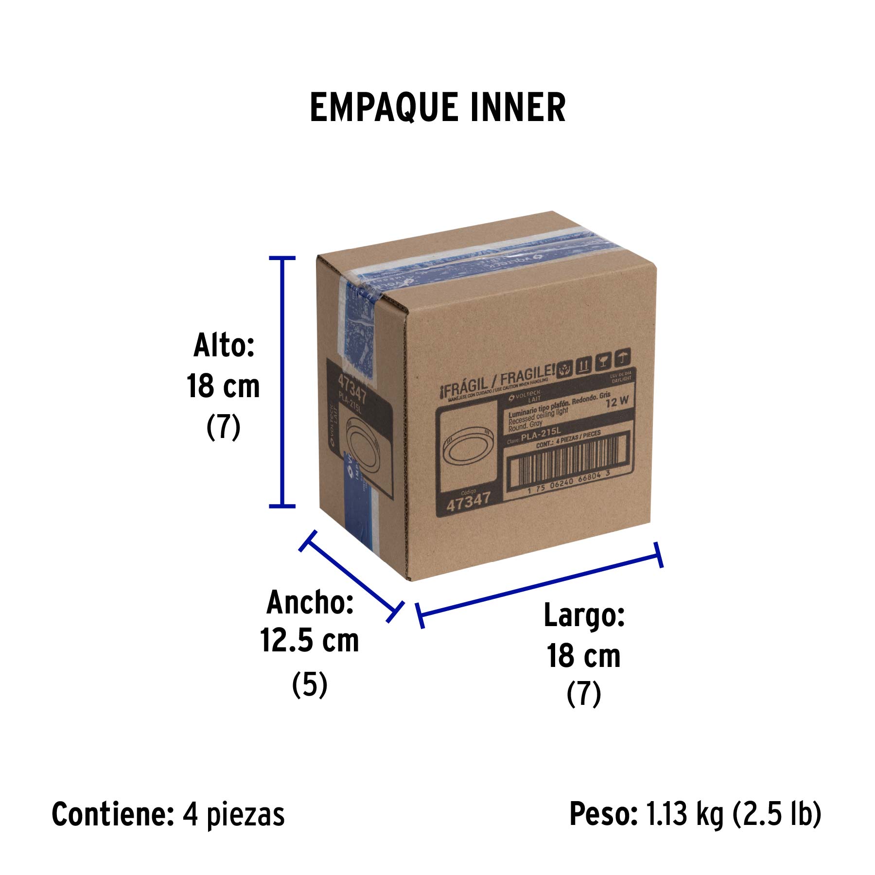 Luminario LED plafón 12W 6500K, redondo, gris, VOLTECK | PLA-215L | 47347