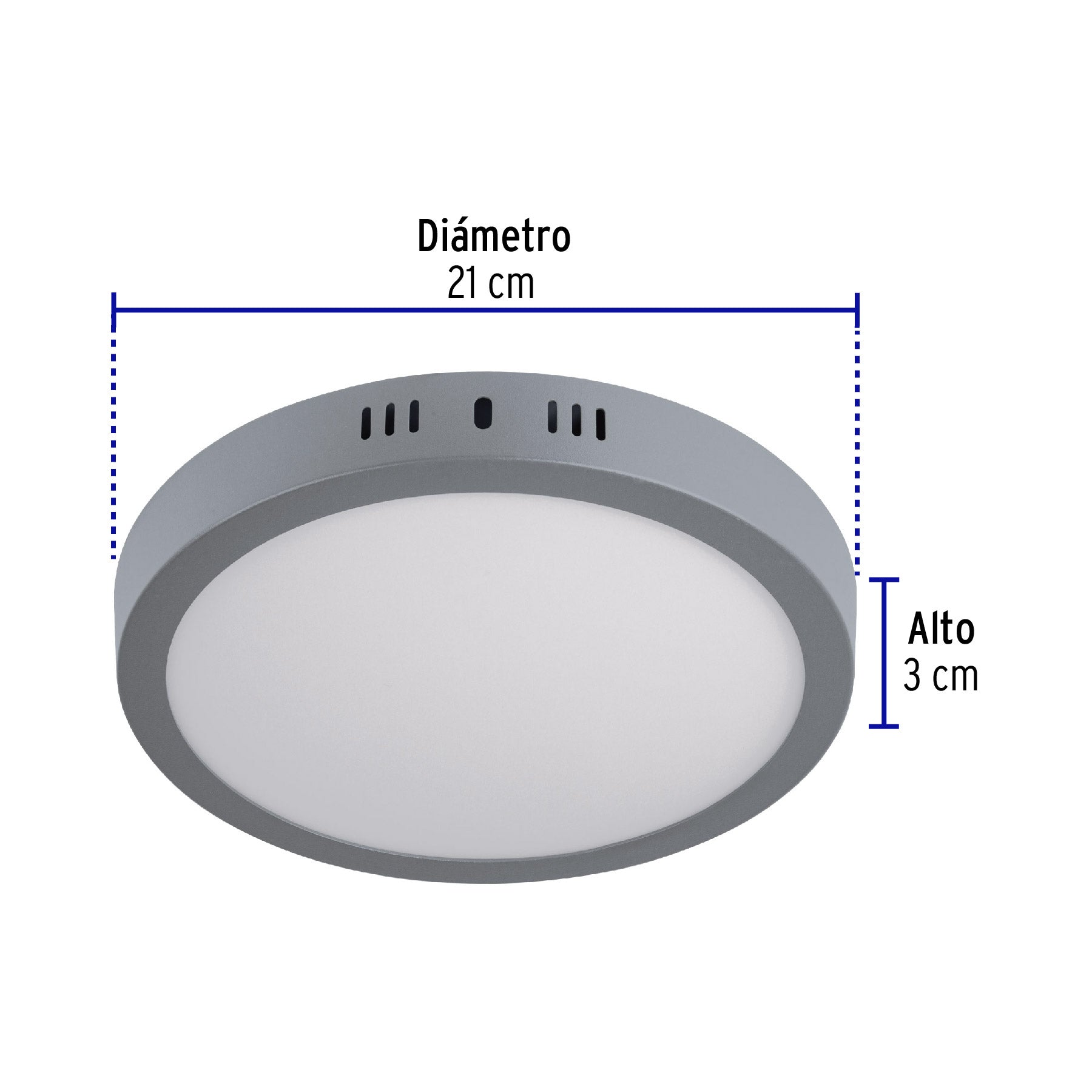 Luminario LED plafón 18W 6500K, redondo, gris, VOLTECK | PLA-216L | 47348